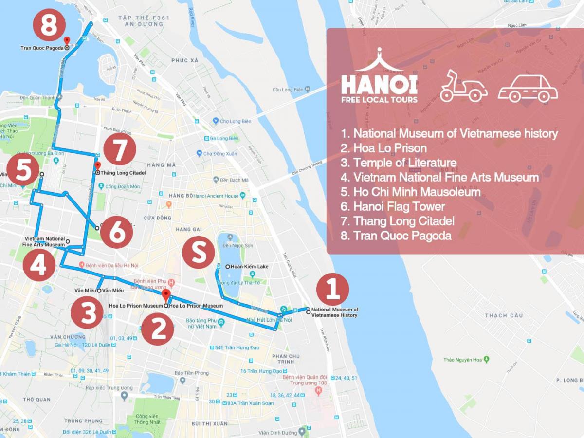 hanois franske kvarter walking tour kort