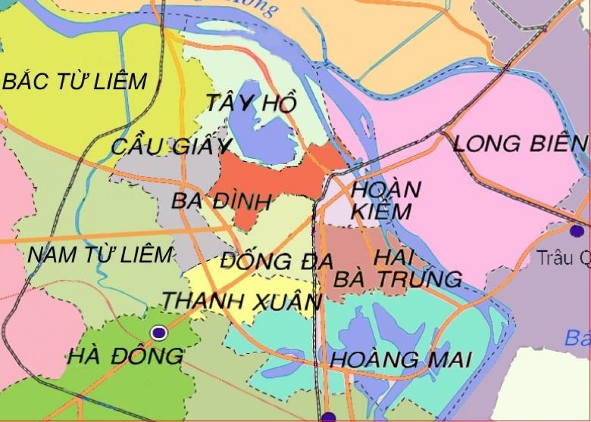 Kort over ha dong district, hanoi