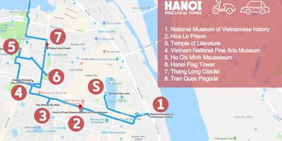 Hanois franske kvarter walking tour kort